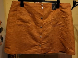 Primark Mustard Press Stud Mini Skirt Size 20 - Picture 1 of 8