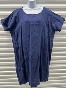 Eileen Fisher Midi Dress Size 1X Organic Linen Short Sleeve Pockets Comfort - Picture 1 of 6