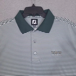 Footjoy FJ Herren Large Golf Poloshirt gestreift grün weiß Pilgrim Run Golfschläger - Bild 1 von 9