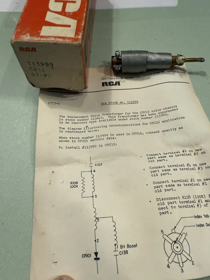 NOS RCA 113999 / 113999 (NEW IN BOX) Coil - Image 1 of 4