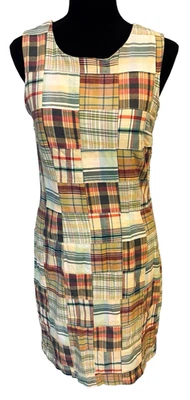 VESTIDO RECTO WILLI SMITH MADRAS A CUADROS PATCHWORK, SIN MANGAS, FORRADO, VENTILACIÓN TRASERA, 4 Foto 1 de 4