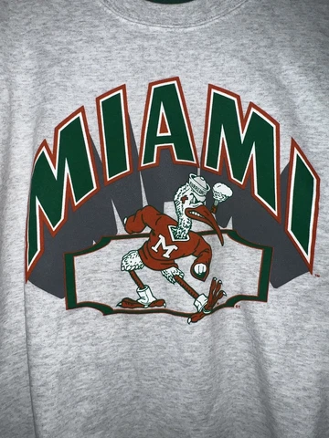 Vintage Miami Hurricanes Shirt Men XL Sweatshirt With Turtleneck 90s Party The U Cover