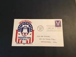 FDC 1942 #905-52 STAEHLE “LET FREEDOM RING FOR ALL” Cachet With 3Cent Stamp USA  - Picture 1 of 2