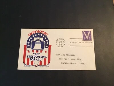 FDC 1942 #905-52 STAEHLE “LET FREEDOM RING FOR ALL” Cachet With 3Cent Stamp USA  - Image 1 of 2