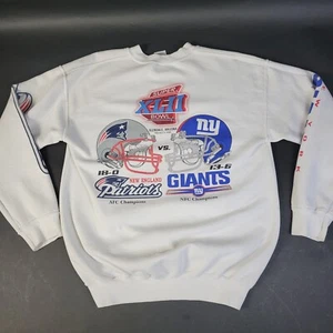 Vintage Superbowl XLII 2008 New England Patriots NY Giants weißes Sweatshirt Größe M - Bild 1 von 11