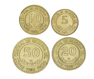 Peru set of 4 coins 1985-1988 VF-AU 5, 10, 20, 50 sentim - Picture 1 of 2