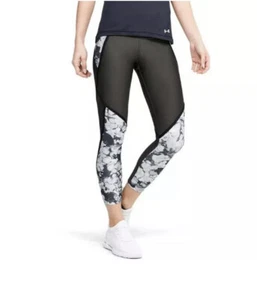 Under Armour HeatGear Women's Black Gray Edgelit Ankle Crop Tights Size M/L - Picture 1 of 10