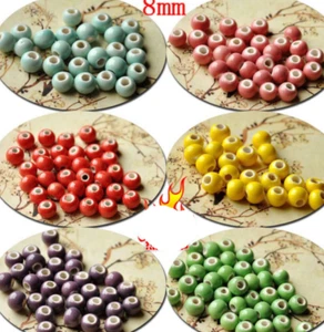 8mm Solid color ceramic beads 100pcs DIY jewelry accessories knitting materials - Picture 1 of 16