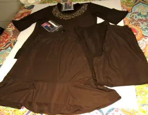 SUSAN GRAVER LIQUID KNIT EMBELLISHED TOP PANTS SKIRT SET SMALL NWT 3 PIECES - Picture 1 of 5