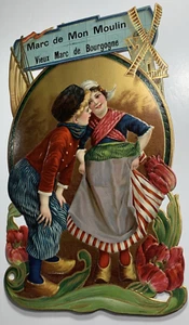 Cardboard Sign Die Cut Sign Advertising Wine Brussels Dutch Kids Wooden Shoes - Picture 1 of 9