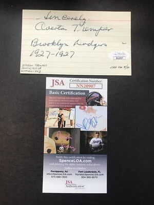 Overton Tremper Autographed Signed 3x5 Index Card Brooklyn Dodgers JSA CERTIFIED - Image 1 of 4