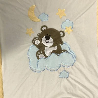 Little Miracles Teddy Bear Baby Toddler Blanket Yellow Clouds Moon Stars Costco - Image 1 of 4