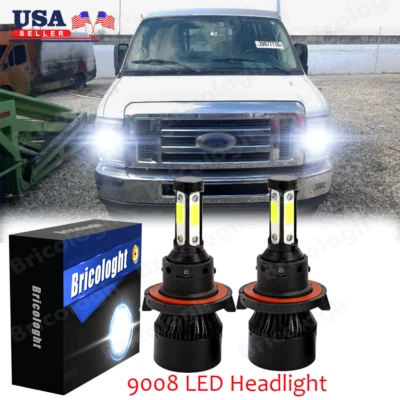Para Ford Econoline E150-E450 2008-2016 - 2 piezas 9008 LED faros doble haz Foto 1 de 4