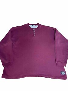 Vintage 90s Russell Athletic Henley Sweatshirt Made in USA Men’s XXL Maroon