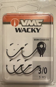 VMC Wacky Rig Extra Wide Gap Hooks - Choose Size 4/0 3/0 2/0 2 Resin Closed Eye - Picture 1 of 10
