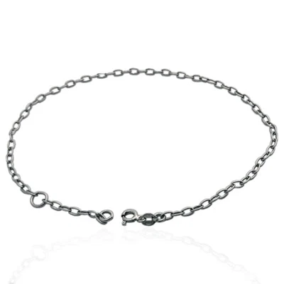 Cavigliera rolo' ovale in argento 925 rodiato a doppia misura cm 24/26,5 - Immagine 1 di 2