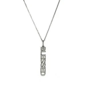 0.47ct Pave Diamonds in 925 Sterling Silver BLESSED ID Pendant Necklace 18" - Picture 1 of 3