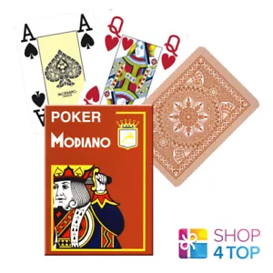 Modiano Póker Juego Baraja de Cartas Marrón 4 Jumbo Grande Índice Italy Plástico - Imagen 1 de 4