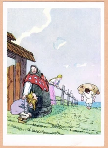 A.Kanevsky 1960 Russian postcard to Pushkin's tale PRIEST IS SCARED OF BALDA - Picture 1 of 2