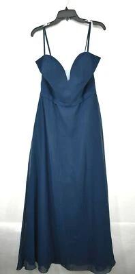 Vestido midi Da Vinci para mujer azul cuello corazón correa de espagueti fiesta cóctel 14 Foto 1 de 4