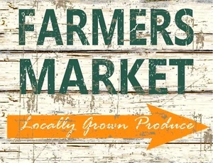 TIN SIGN "Farmers Market Wood" Outdoor  Signs  Rustic Wall Fleamkt Garage Sale F - Picture 1 of 1