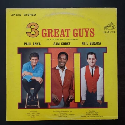 3 Great Guys: Paul Anka Sam Cooke Neil Sedaka Vinyl Record LP - Image 1 of 4
