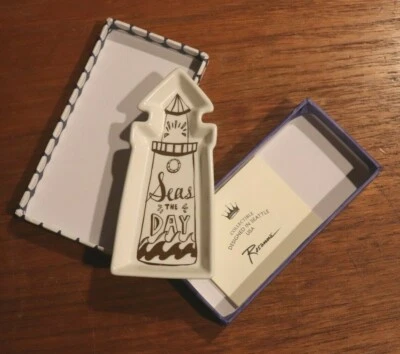 NIB Rosanna Azure LIGHTHOUSE RING/JEWELRY Tray White/Gold 2" X 4" SEAS THE DAY - Image 1 of 3