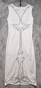 Raven + Lily Dress Womens Small? White Black Embroidered Cotton Long Lined - Picture 1 of 13