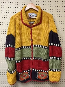 Suéter para mujer Quichua Village XL tejido grueso cálido bloque de color hecho a mano de colección - Imagen 1 de 9