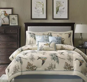 NEW Madison Park PIERCE 7 Piece Comforter Set King Bird Pattern $349 - Picture 1 of 4