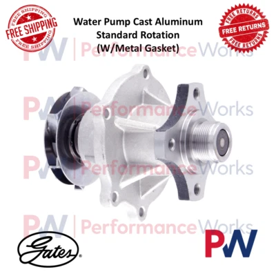 Водяной насос Gates стандартное вращение с металлической прокладкой для Chevy, GMC, Buick, Hummer - Изображение 1 из 4