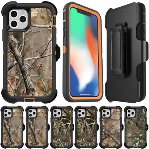 Custodia ibrida iPhone 11 12 13 Pro Max X XS XR mimetica Realtree Forest Defender - Foto 1 di 51