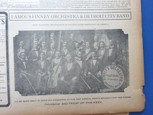1901 Giornale, Black Finney Orchestra esegue North Branch, Mi, Fotografia - Foto 1 di 8