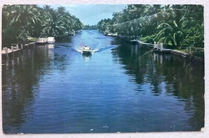Postal vintage de Fort Lauderdale, FL (1975, FL71-1) vías fluviales, barco, muelles - Imagen 1 de 2