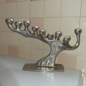 Don Drumm Brutalist Aluminum Judaica Hanukkah Menorah 9.7" tall x 14.3" x 3.5" - Picture 1 of 13