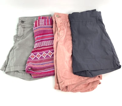 Womens SIZE 8 Shorts Lot of 4 Cargo Sonoma Merona Stretch Mom shorts Pull On Zip - Image 1 of 4