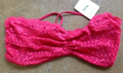 New Free People Womens Strappy Bandeau Bra, Paradise Red, Small - Image 1 of 2