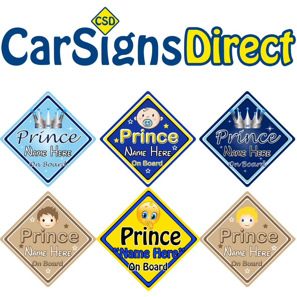 Prinz an Bord Autoschild - Baby/Kinder Sicherheit - Auswahl an Designs - personalisiert