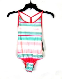Under Armour Big Girl’s Size 10 Pink Striped One Piece Swimsuit - Picture 1 of 4
