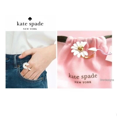 Новое с ценниками кольцо Kate Spade DAZZLING DAISIES 12-K с латунным покрытием эмаль открытое размер 7 - Изображение 1 из 4