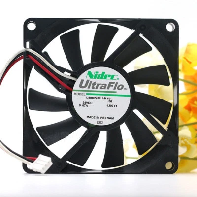 1PC NIDEC U80R24MLAB-53 24V 0.07A 8015 8CM 3-wire ultra-quiet cooling fan - Image 1 of 4