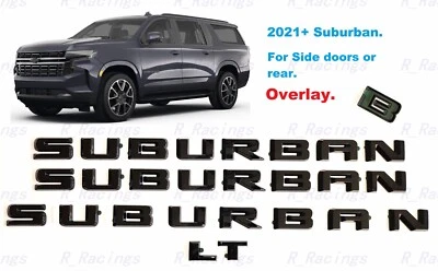 Puerta trasera negra brillante Suburban LT superposición emblema letra 2021+ Chevrolet Suburban Foto 1 de 4