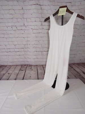 Macacão Speerise gola redonda regata unitard em branco tamanho P - Imagem 1 de 3