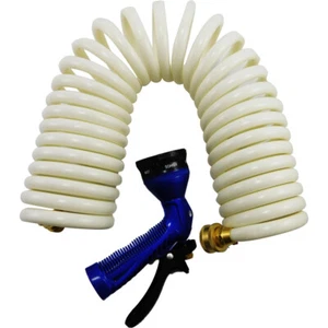 Whitecap P-0441 White Coiled Hose with Nozzle 25 Feet - Picture 1 of 1