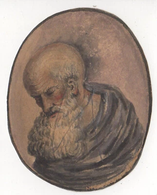 Antiguo Dibujo-HOMBRE-BARBA-CABEZA AUDAZ-TOGA-RELIGIÓN-Anónimo-c.1800 Foto 1 de 2