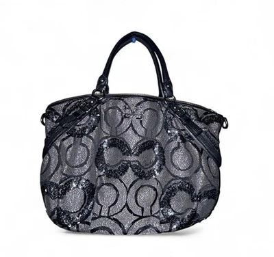 Bolso de Hombro Coach Madison Signature Op Art Sophia Lentejuelas Metálicas  Foto 1 de 4