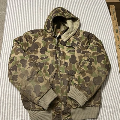 Chaqueta de Colección Marca Ártica Pato Camuflada Plumón Relleno Hombres Caza Usada Foto 1 de 4
