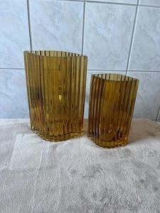 NEU* STEFFEN SCHRAUT 2 Glasvasen Riffel-Optik 12,5x8x20cm & 18x11,5x24cm (1323) - Bild 1 von 5