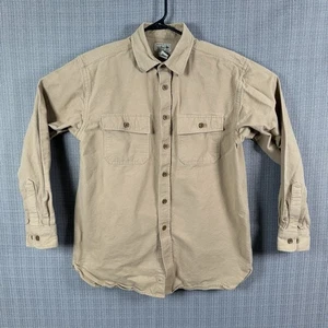 LL Bean Chamois Cloth Shirt Mens Sz Medium Beige Heavy Flannel Traditional Fit - Picture 1 of 15
