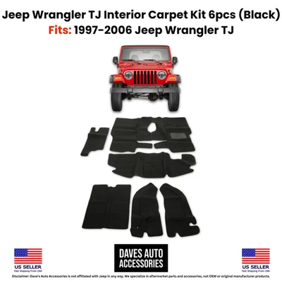 Kit alfombrilla interior Jeep Wrangler TJ 1997-2006 6 piezas negra Foto 1 de 4